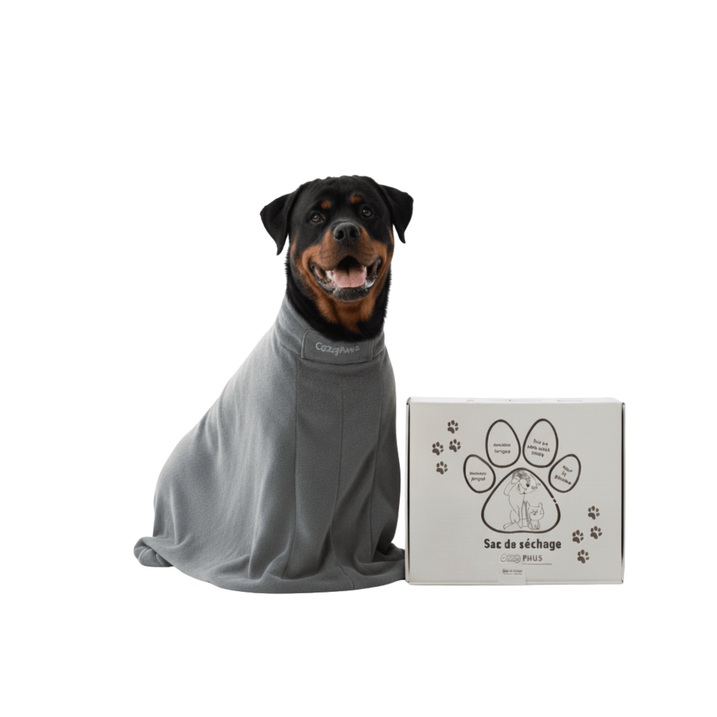Sac de séchage gris de luxe pour chien