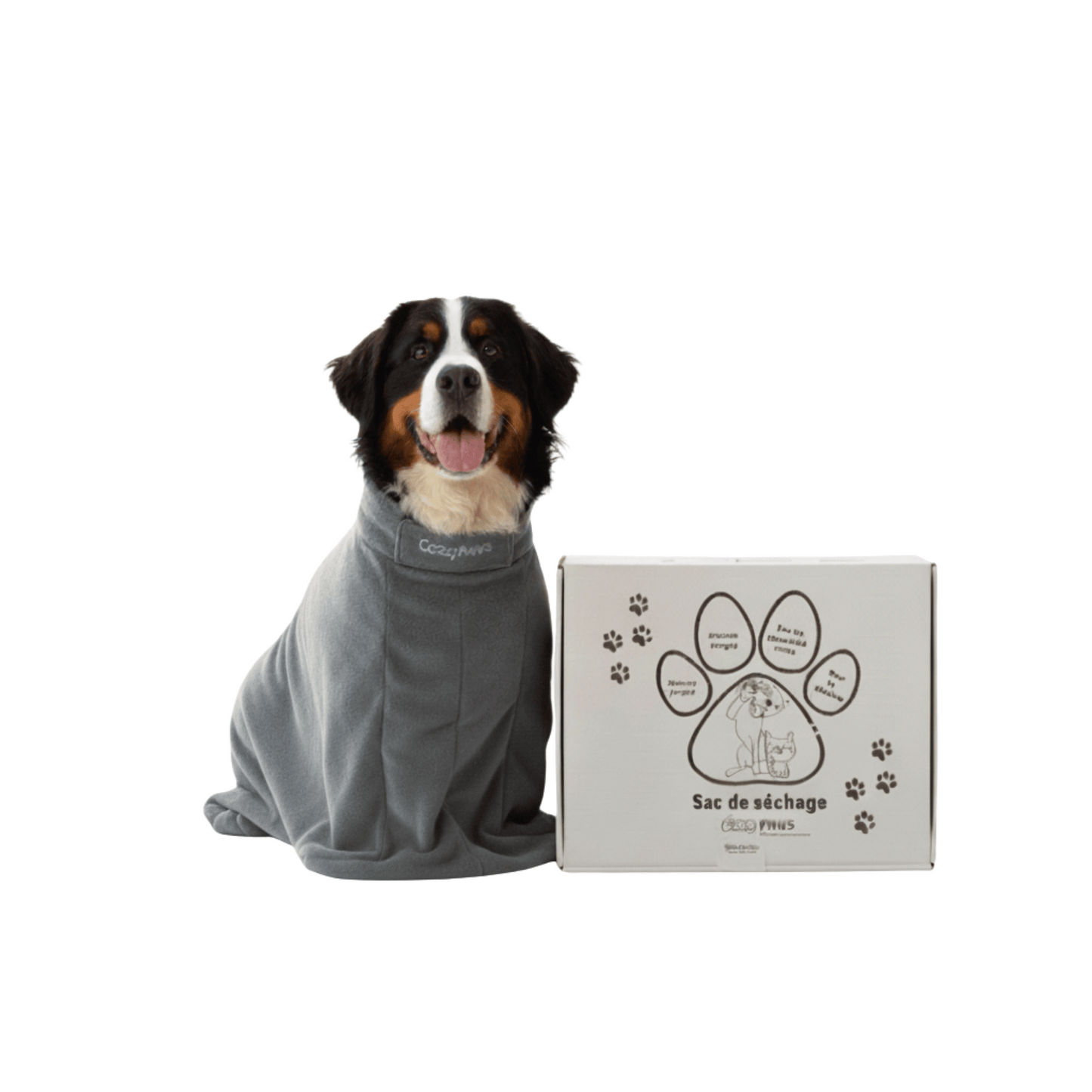 Sac de séchage gris de luxe pour chien