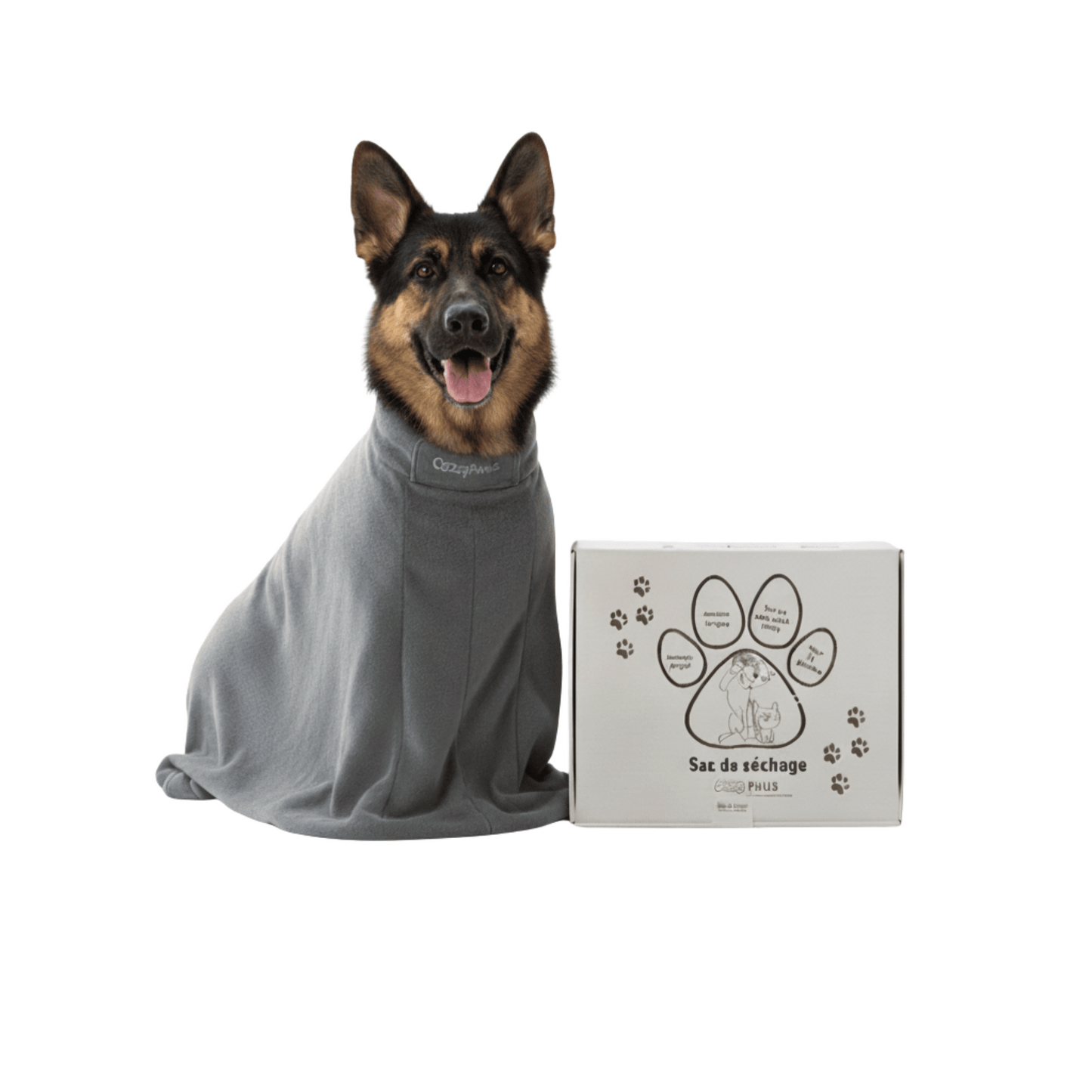 Sac de séchage gris de luxe pour chien