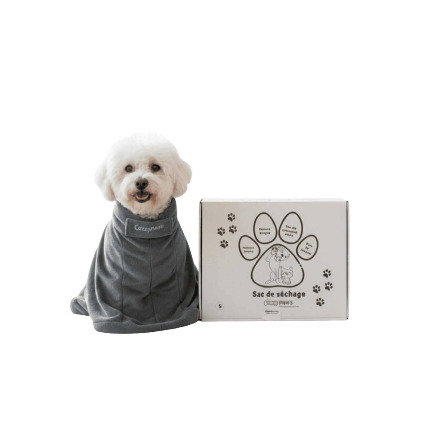 Sac de séchage gris de luxe pour chien