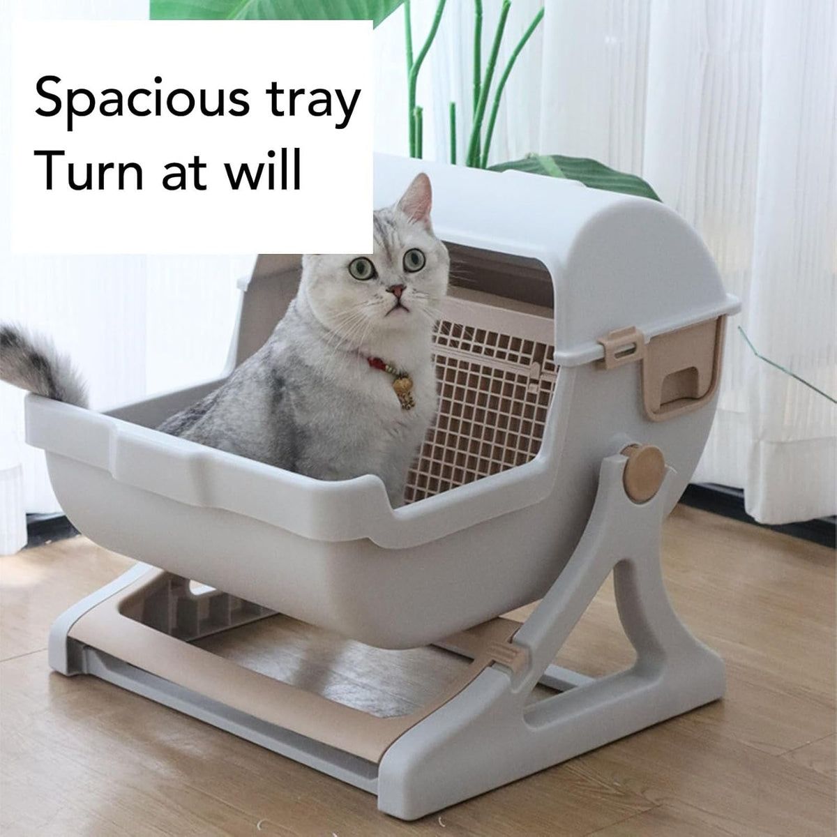 Bac à Litière Semi – Automatique pour Chat – Grande Capacité 20 pouces