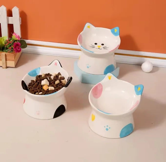 Gamelle Céramique Surélevée et Inclinée 15° pour Chat et Petit Chien