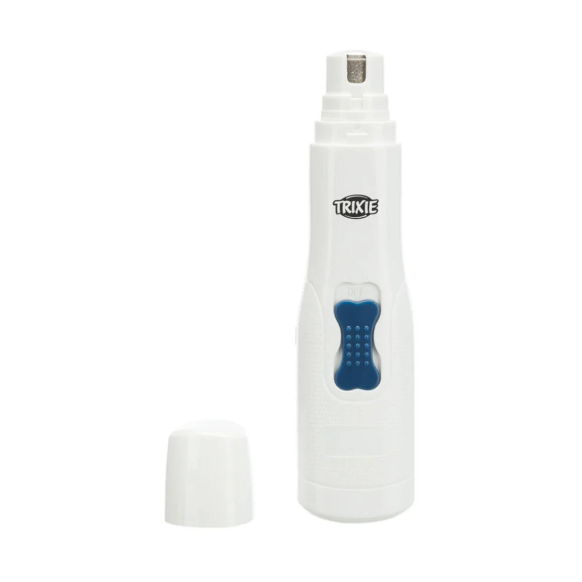 Lime électrique TRIXIE réf. 23889, appareil blanc et interrupteur bleu avec capuchon