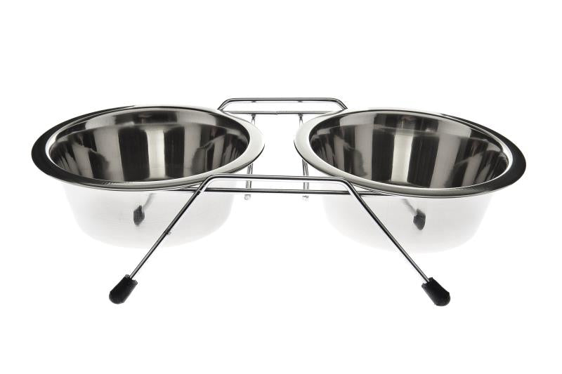 Double Bol Inox 2-en-1 pour Chien et Chat