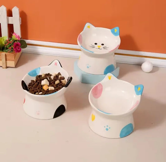 Gamelle Céramique Surélevée et Inclinée 15° pour Chat et Petit Chien