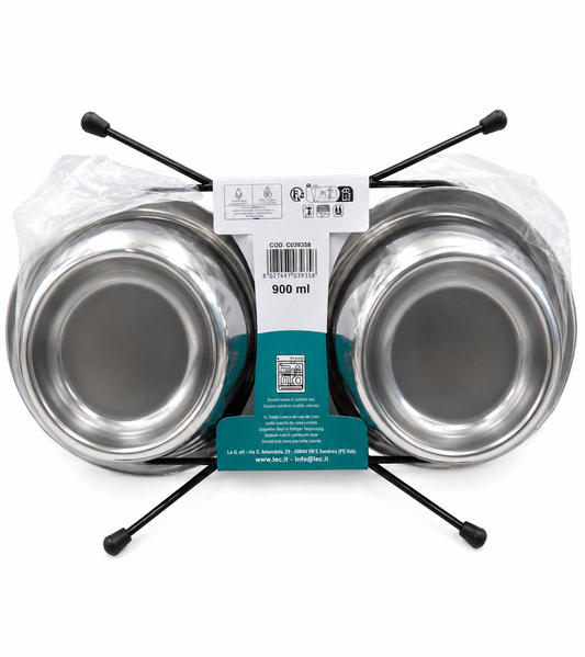 Gamelle Surélevée Double Chien & Chat – 2 Bols Inox