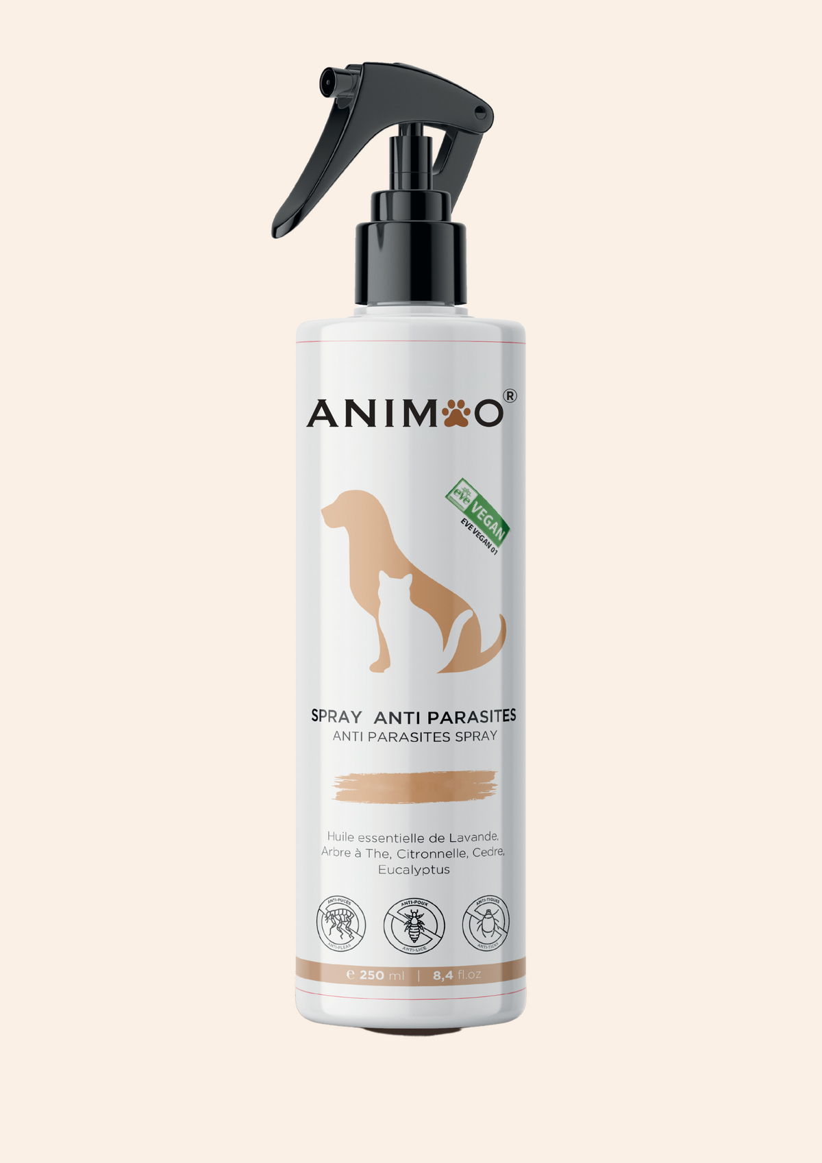 Spray Antiparasitaire ANIMOO 250 ml pour chien et chat